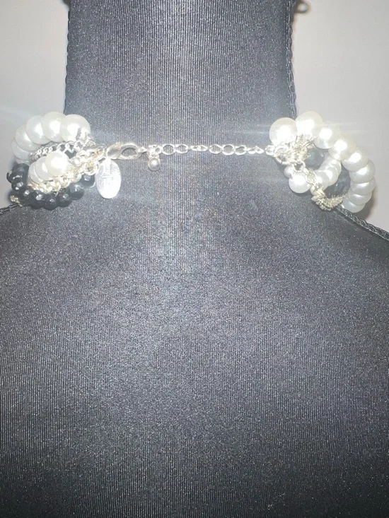 White House Black Market Black & White Multi-Strand Pearl and Bead Necklace - Picture 3 of 7